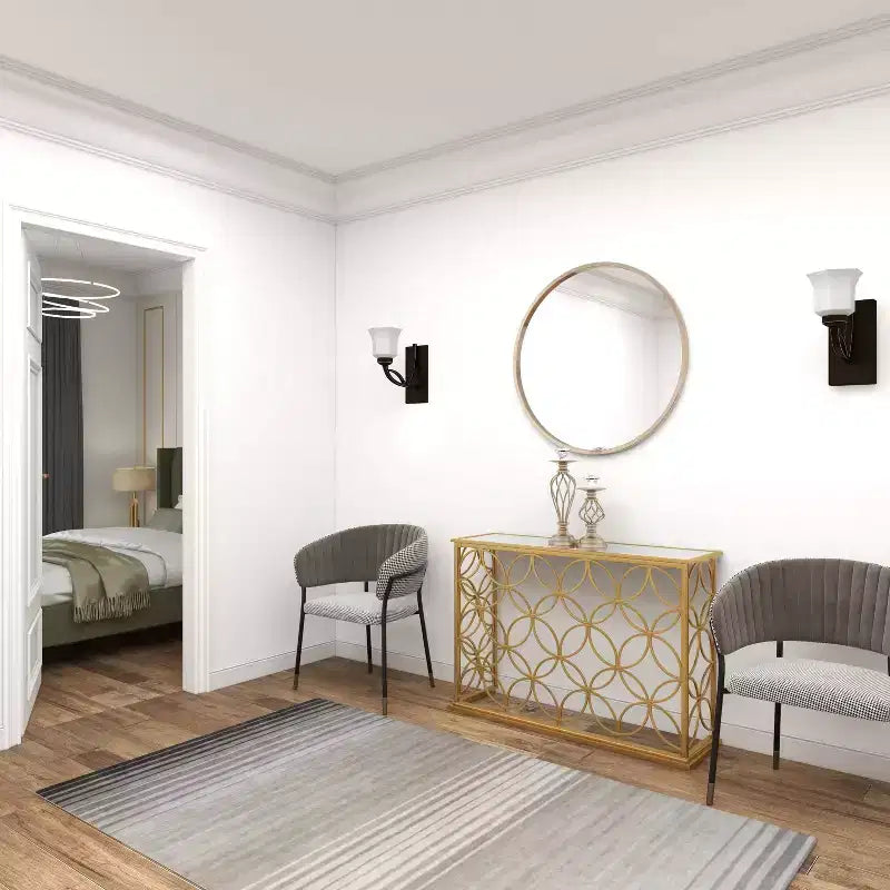 Rectangular Traditional Metal Console Table Gold Mirrored Top