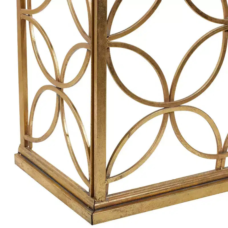 Rectangular Traditional Metal Console Table Gold Mirrored Top