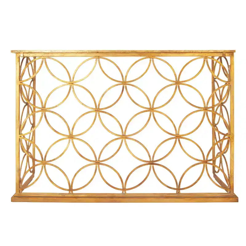 Rectangular Traditional Metal Console Table Gold Mirrored Top