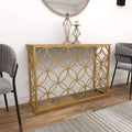 Rectangular Traditional Metal Console Table Gold Mirrored Top