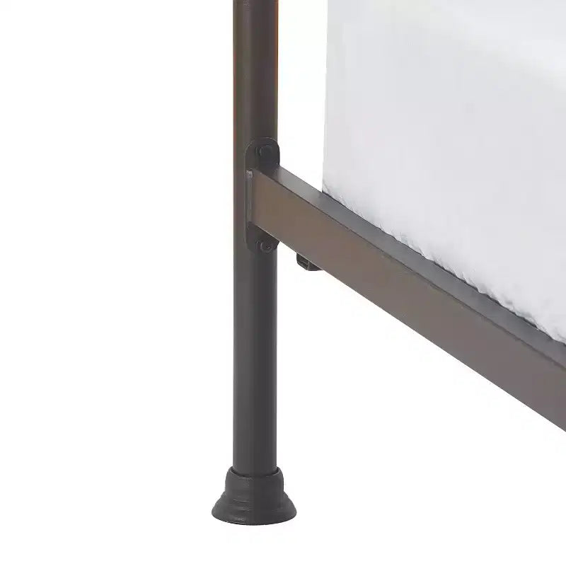 Industrial Metal Bed Matte Black Curved Headboard Queen/King