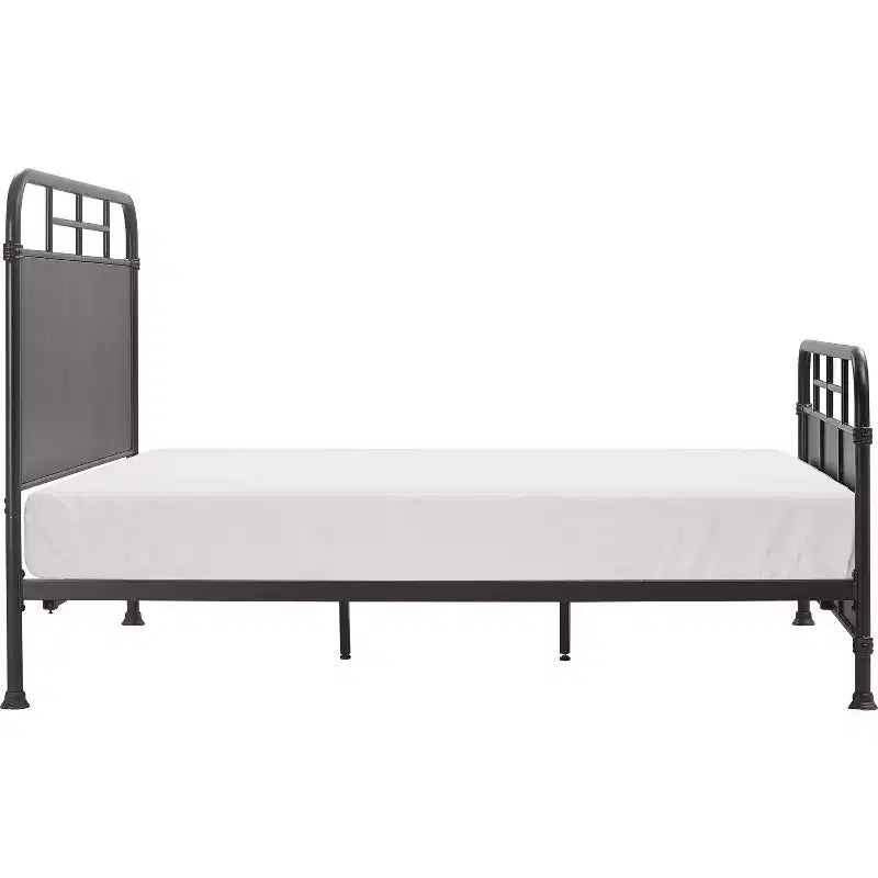 Industrial Metal Bed Matte Black Curved Headboard Queen/King