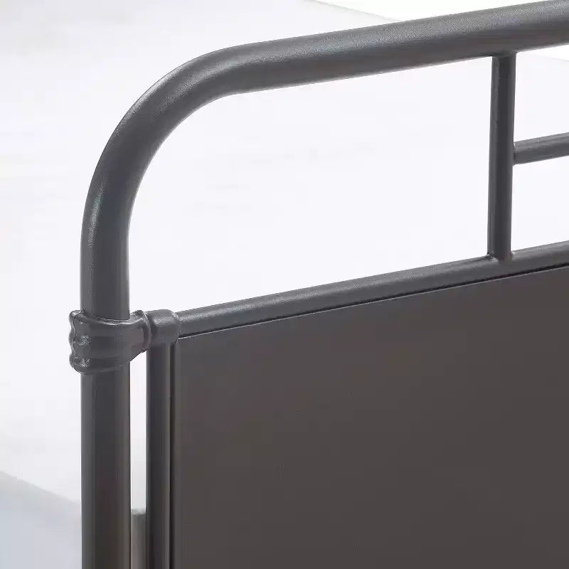 Industrial Metal Bed Matte Black Curved Headboard Queen/King