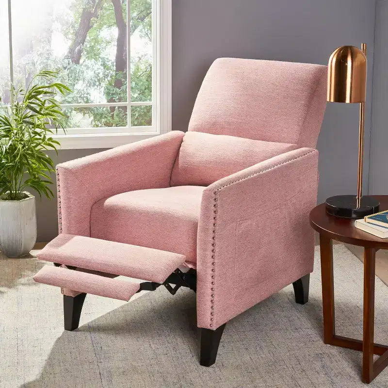 Contemporary Push Back Recliner Polyester Upholstery