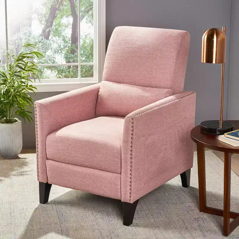 Contemporary Push Back Recliner Polyester Upholstery