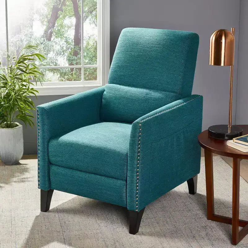 Contemporary Push Back Recliner Polyester Upholstery