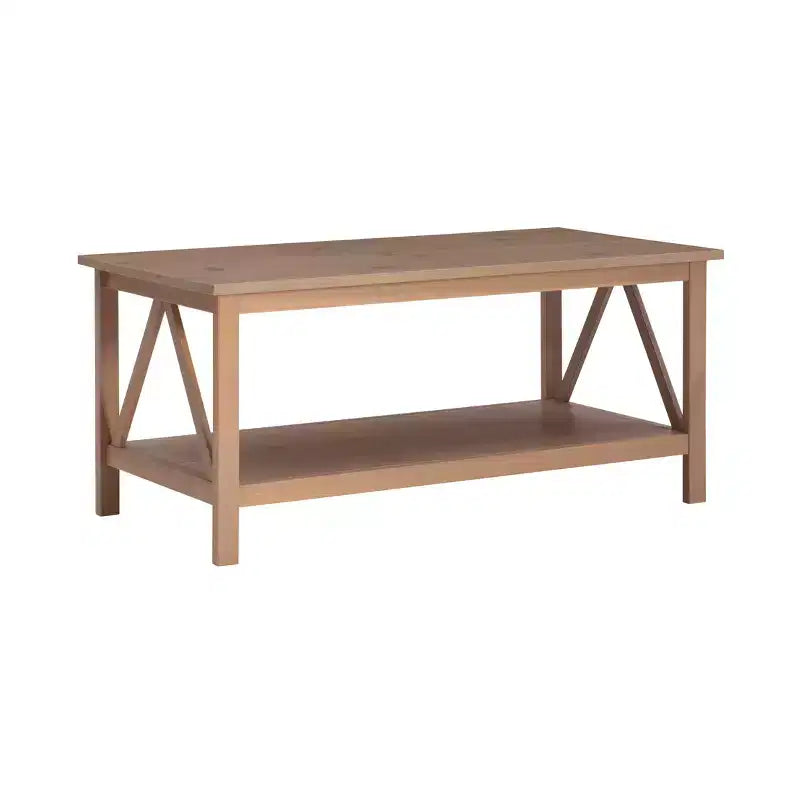 Coffee Table Driftwood Finish with Storage Shelf