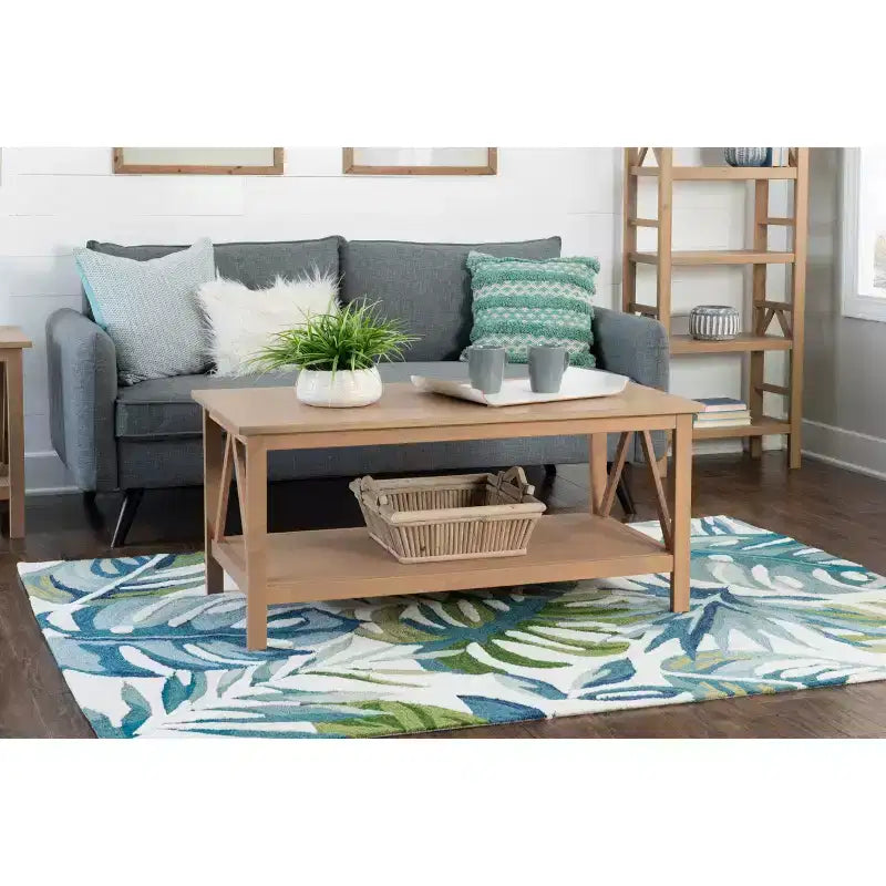 Coffee Table Driftwood Finish with Storage Shelf