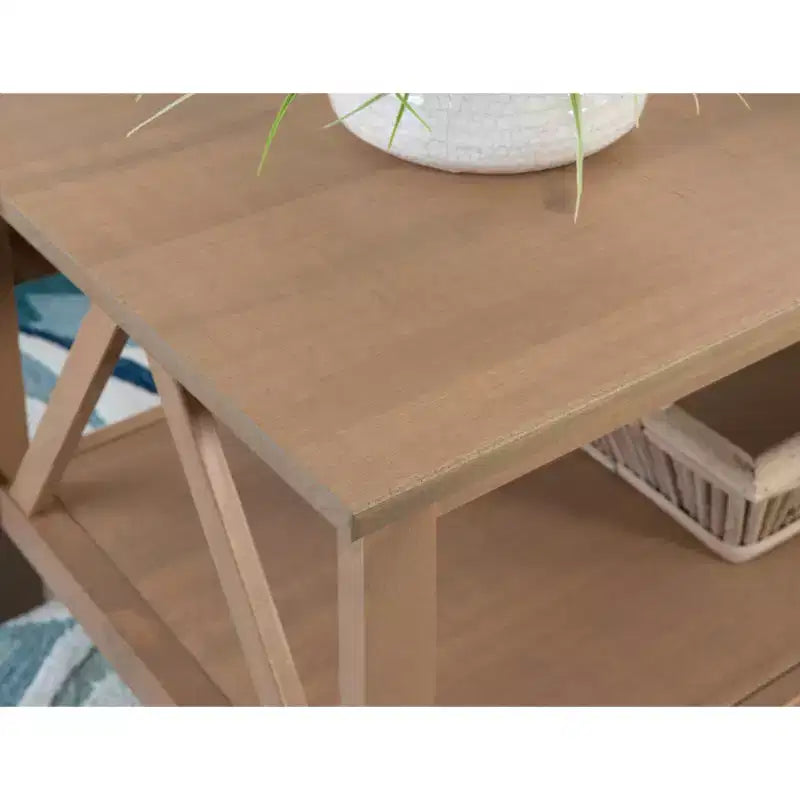 Coffee Table Driftwood Finish with Storage Shelf