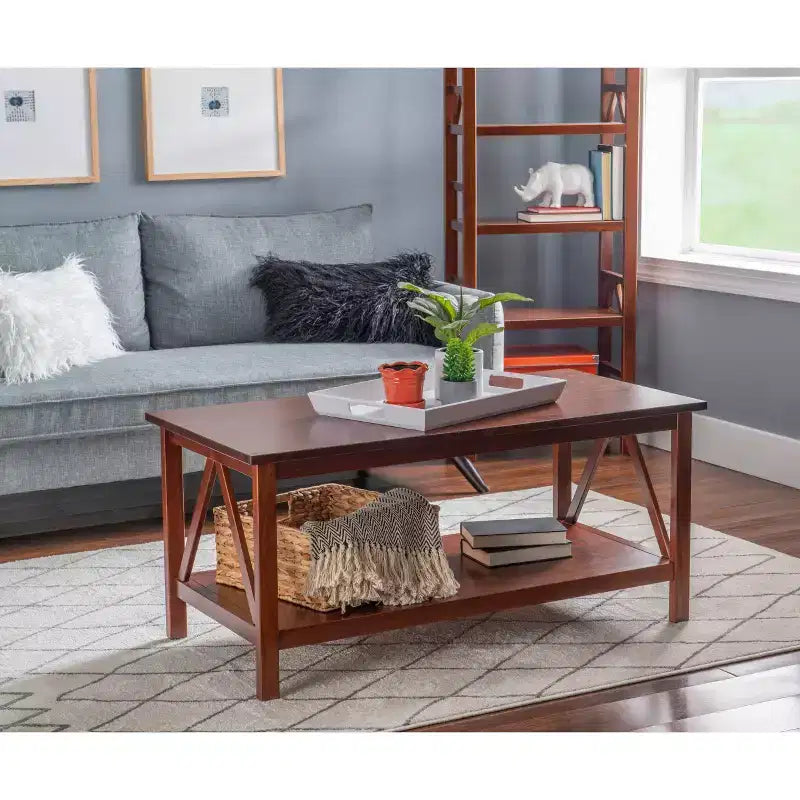 Coffee Table Driftwood Finish with Storage Shelf