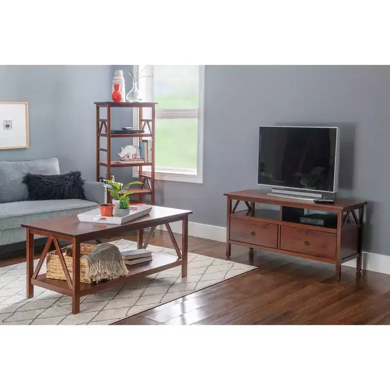 Coffee Table Driftwood Finish with Storage Shelf
