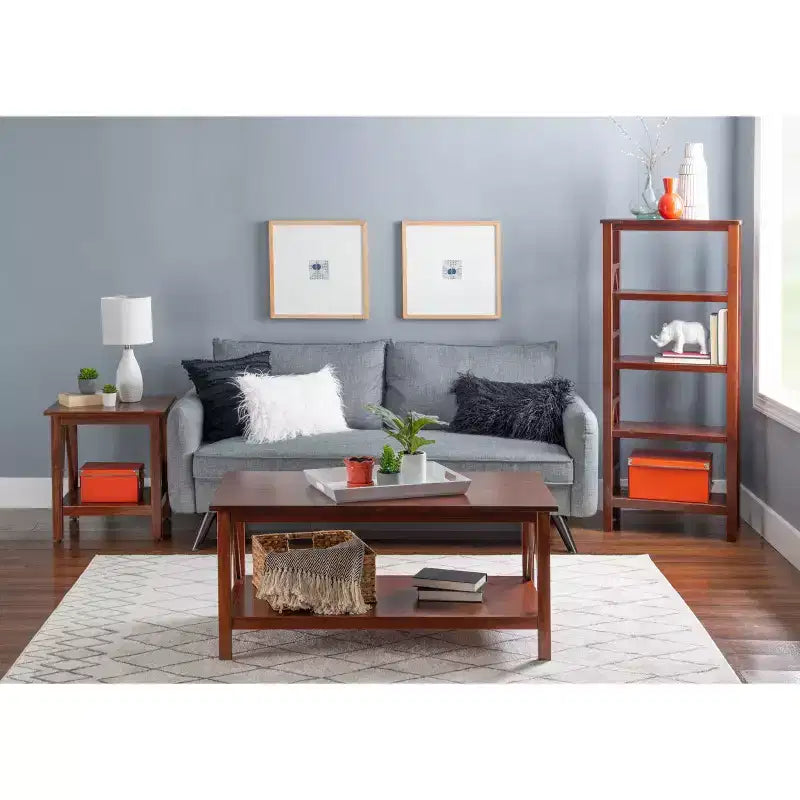 Coffee Table Driftwood Finish with Storage Shelf