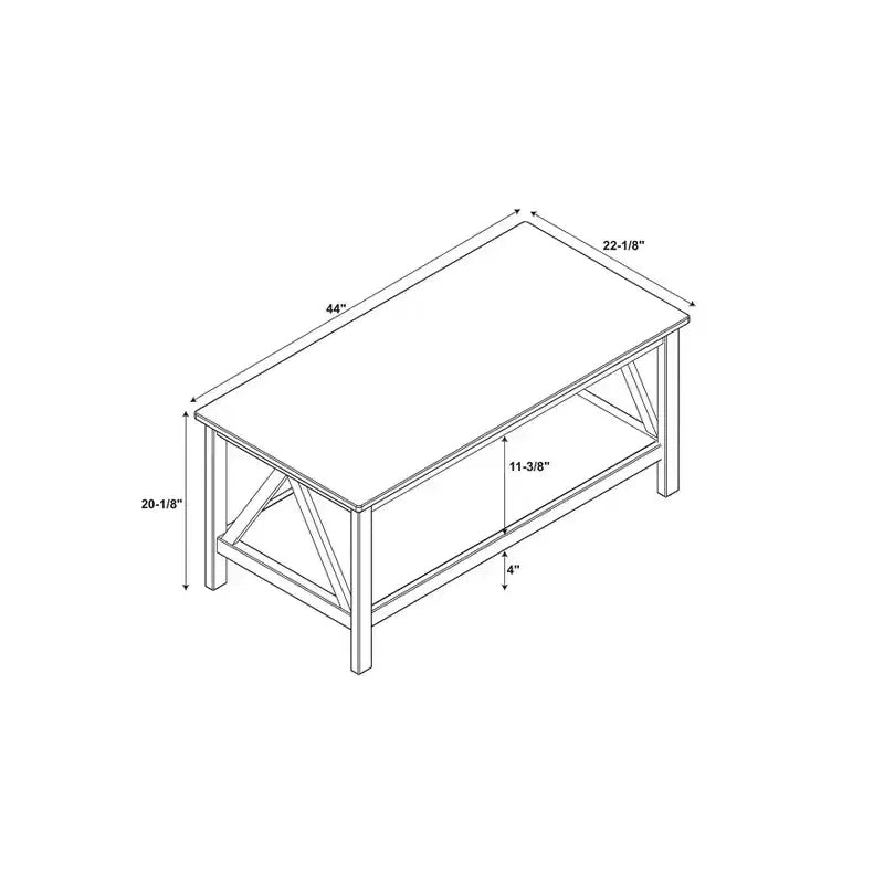 Coffee Table Driftwood Finish with Storage Shelf