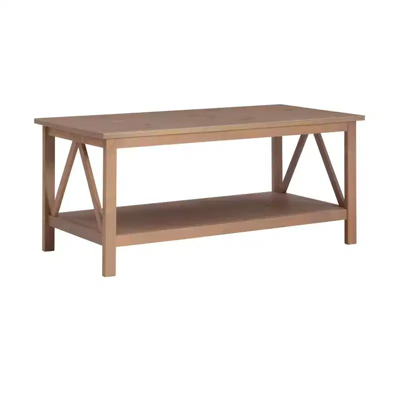 Coffee Table Driftwood Finish with Storage Shelf