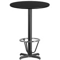 30" Round Laminate Bar Height Table with X-Base and Foot Ring