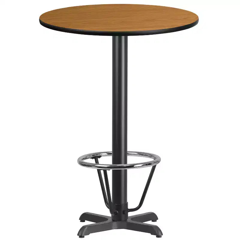 30" Round Laminate Bar Height Table with X-Base and Foot Ring