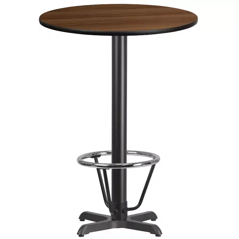 30" Round Laminate Bar Height Table with X-Base and Foot Ring