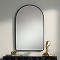Arch Top Vanity Wall Mirror Matte Black Metal Frame 24" Wide
