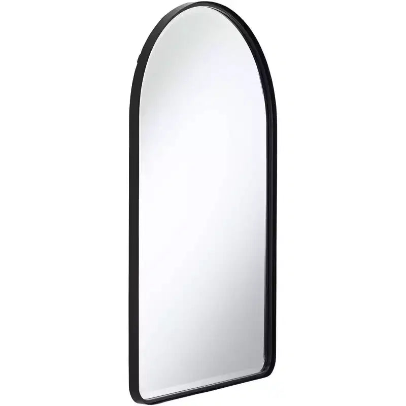 Arch Top Vanity Wall Mirror Matte Black Metal Frame 24" Wide