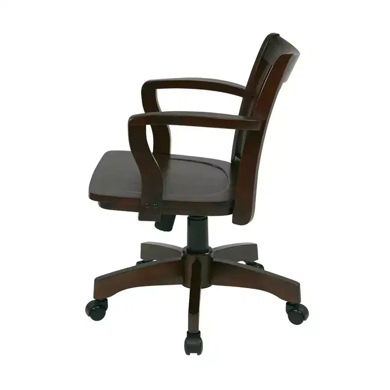 Deluxe Wood Banker's Chair Adjustable Height Swivel Casters