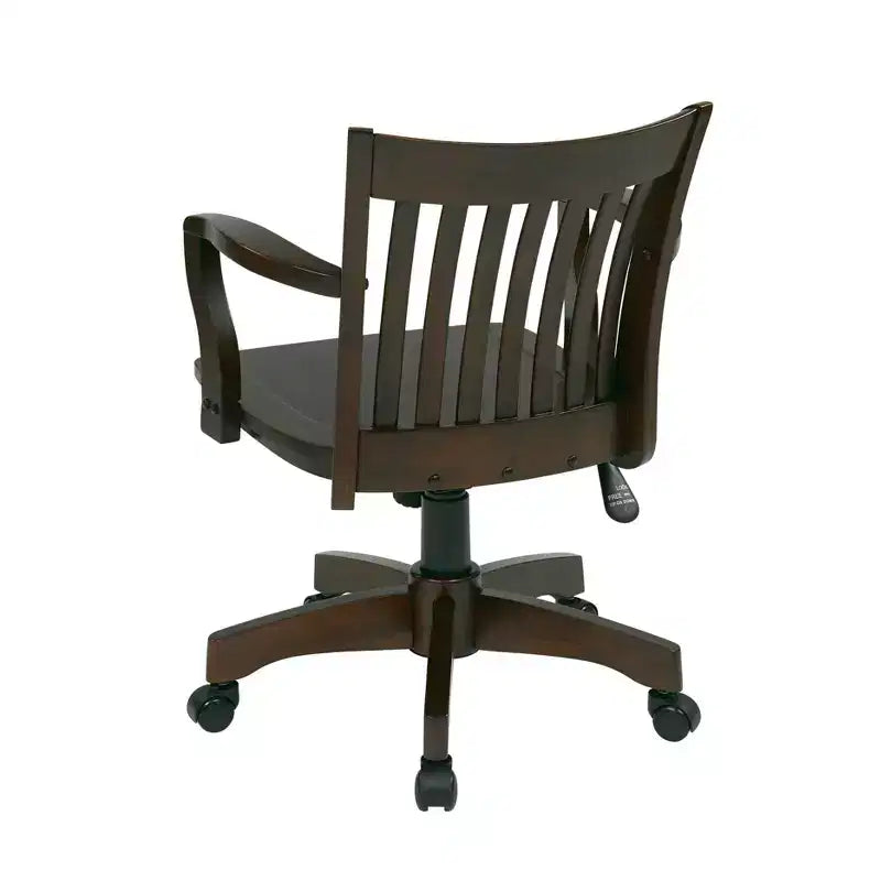 Deluxe Wood Banker's Chair Adjustable Height Swivel Casters