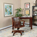 Deluxe Wood Banker's Chair Adjustable Height Swivel Casters