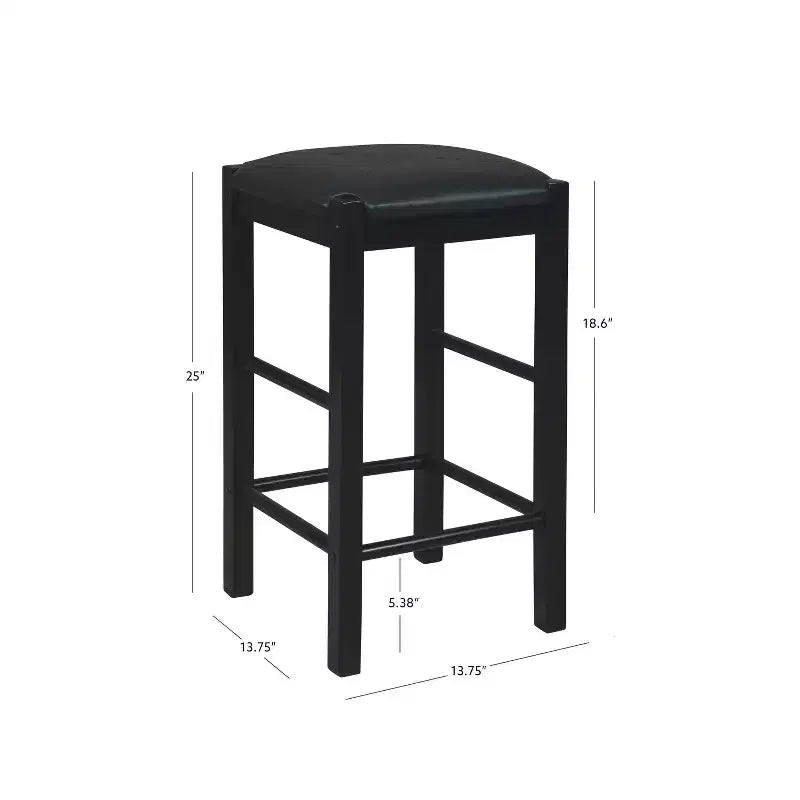 Set of 2 Backless Faux Leather Counter Height Barstools