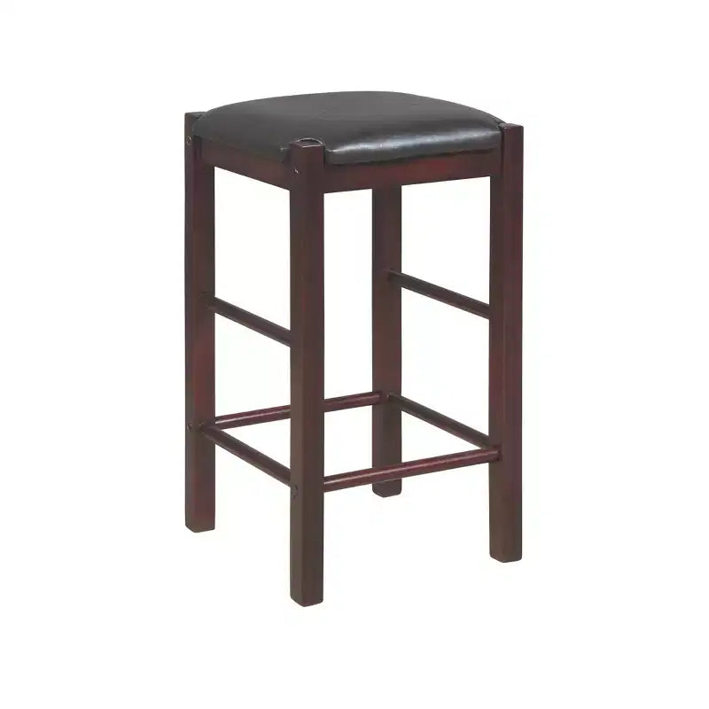Set of 2 Backless Faux Leather Counter Height Barstools