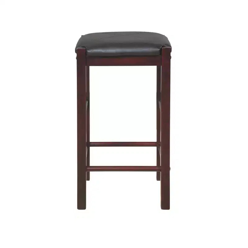 Set of 2 Backless Faux Leather Counter Height Barstools