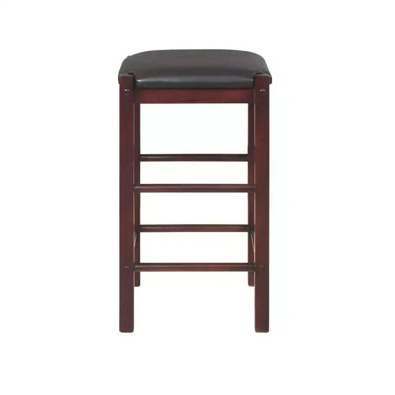 Set of 2 Backless Faux Leather Counter Height Barstools