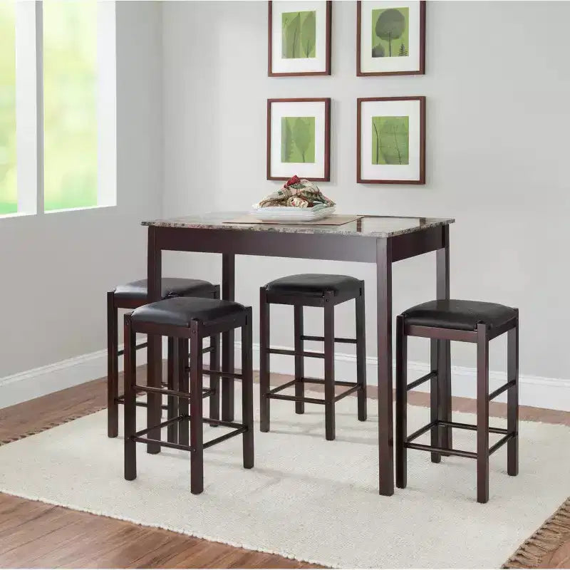 Set of 2 Backless Faux Leather Counter Height Barstools