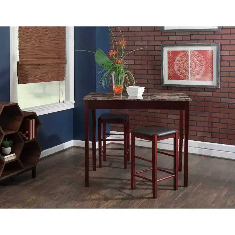 Set of 2 Backless Faux Leather Counter Height Barstools