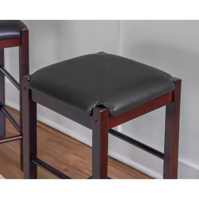 Set of 2 Backless Faux Leather Counter Height Barstools