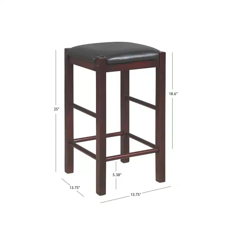 Set of 2 Backless Faux Leather Counter Height Barstools