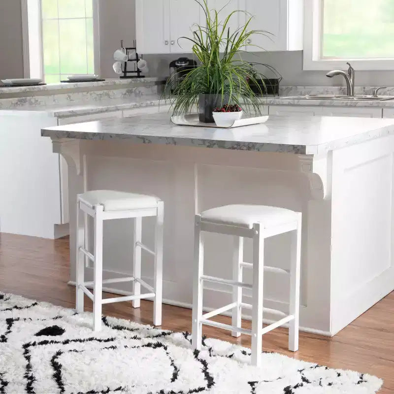 Set of 2 Backless Faux Leather Counter Height Barstools