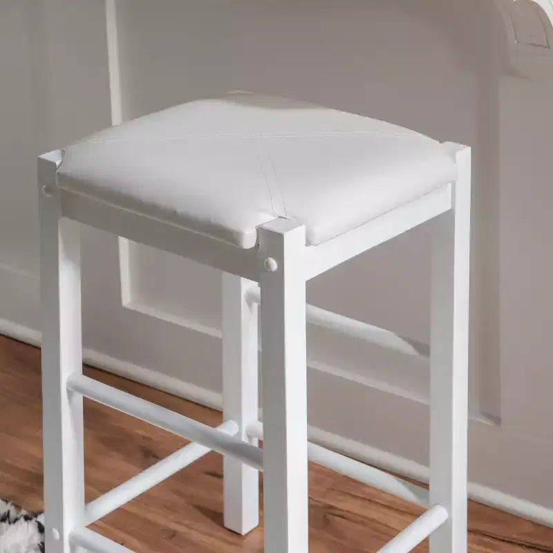 Set of 2 Backless Faux Leather Counter Height Barstools