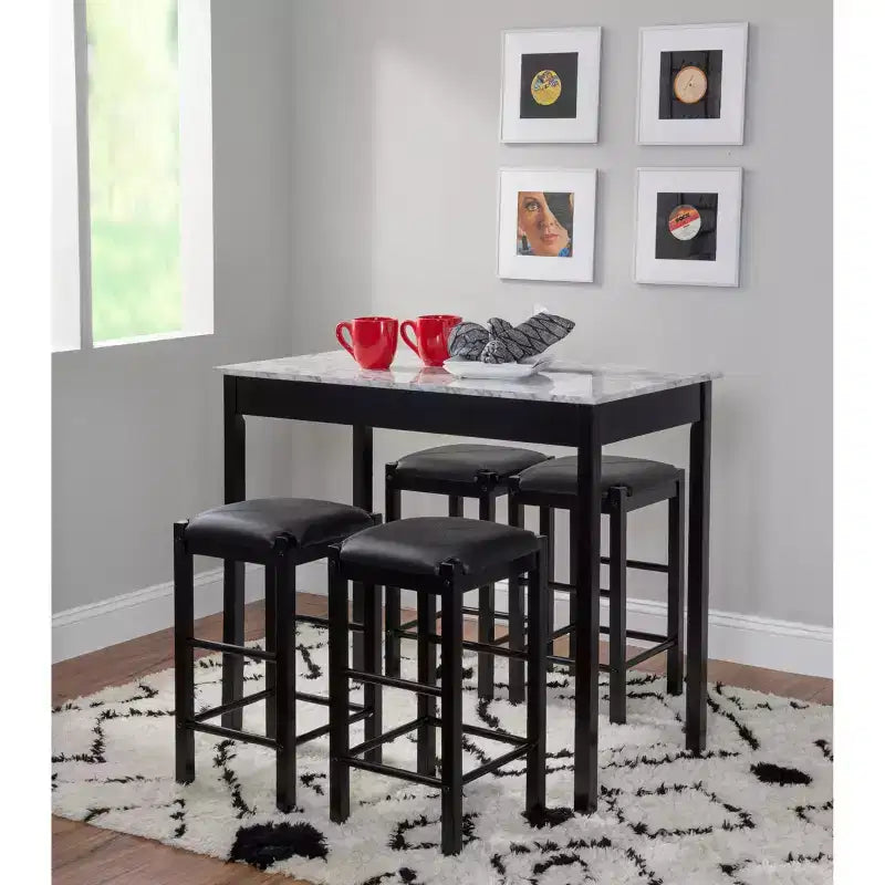 Set of 2 Backless Faux Leather Counter Height Barstools