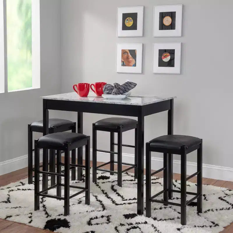Set of 2 Backless Faux Leather Counter Height Barstools