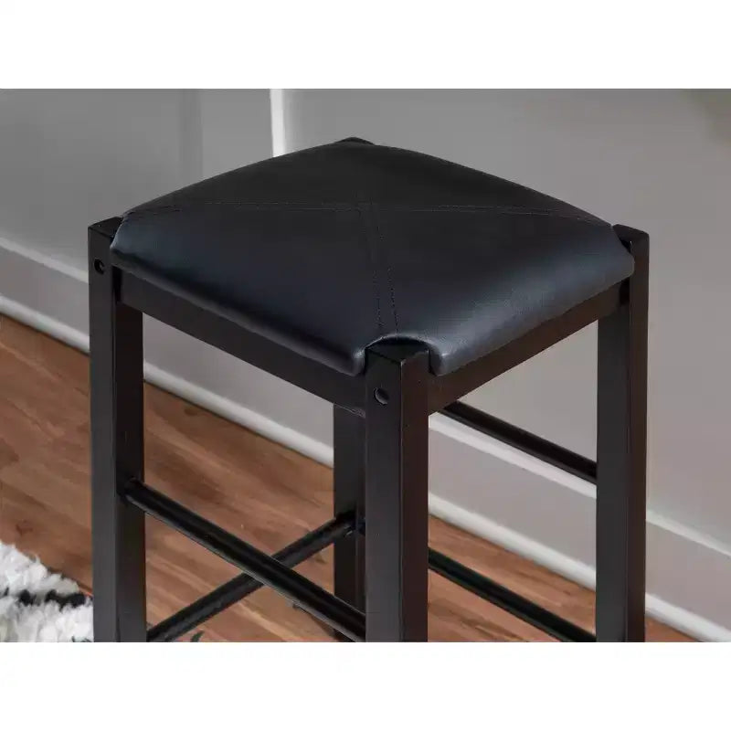 Set of 2 Backless Faux Leather Counter Height Barstools