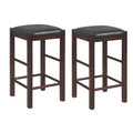 Set of 2 Backless Faux Leather Counter Height Barstools