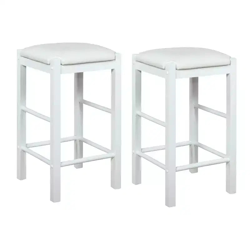 Set of 2 Backless Faux Leather Counter Height Barstools