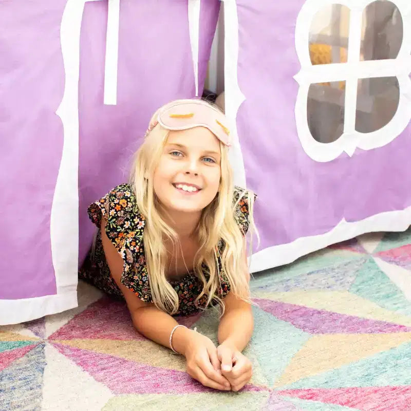 Twin over Twin Low Bunk Bed with Play Curtains