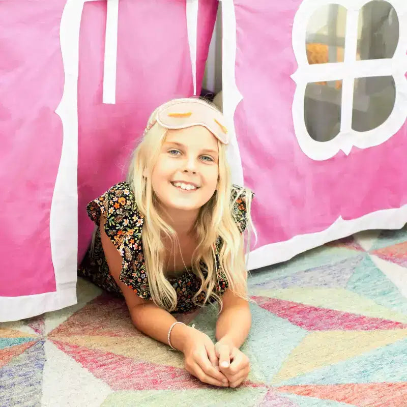 Twin over Twin Low Bunk Bed with Play Curtains
