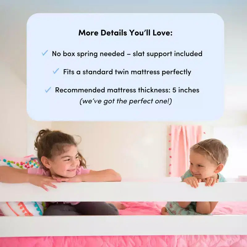 Twin over Twin Low Bunk Bed with Play Curtains