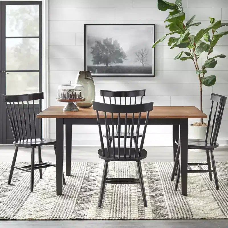Farmhouse Dining Table Seats 6 Rubberwood MDF