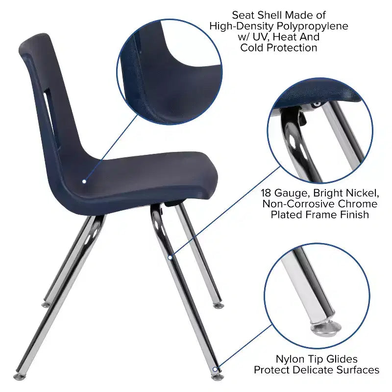 Student Stack School Chair 18" Polypropylene Stackable