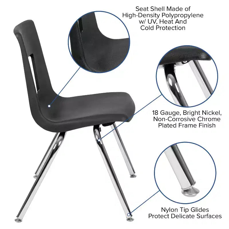Student Stack School Chair 18" Polypropylene Stackable