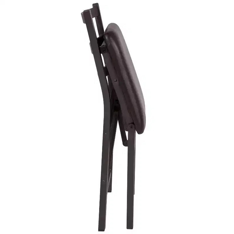 2-Pack Ladder Back Metal Folding Chair Brown Vinyl Seat