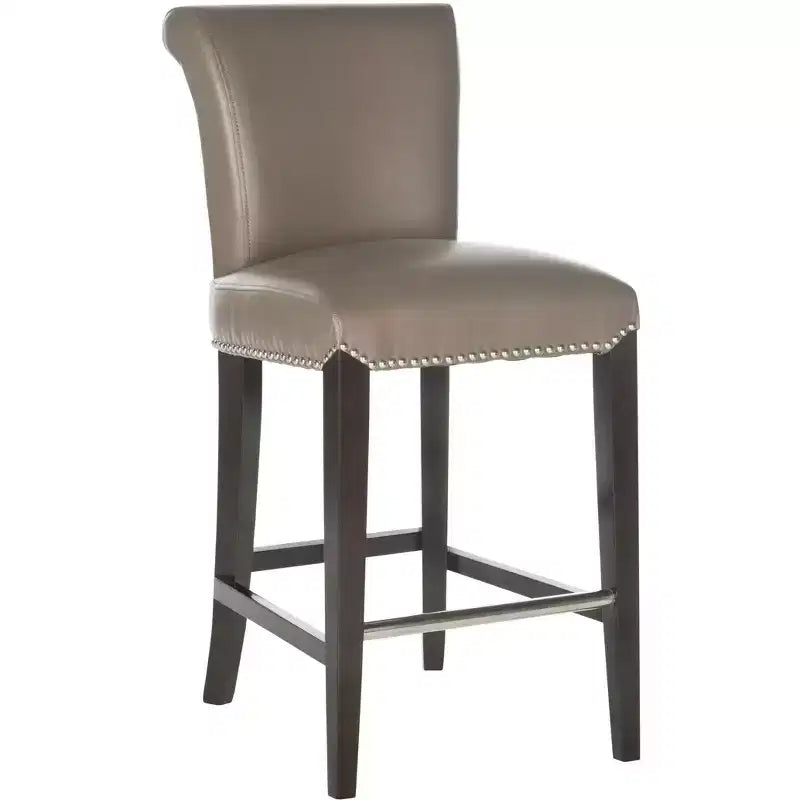 Counter Stool with Curved Back Birch Frame Bicast Leather