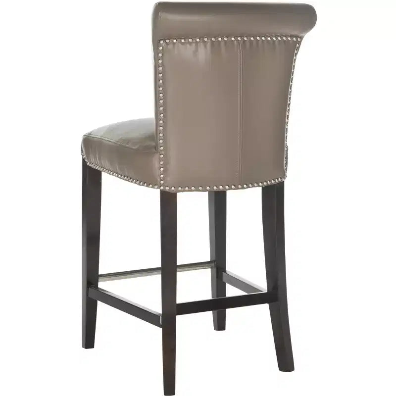 Counter Stool with Curved Back Birch Frame Bicast Leather